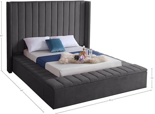 Cream Velvet Upholstered Full Bed with Storage M3095
