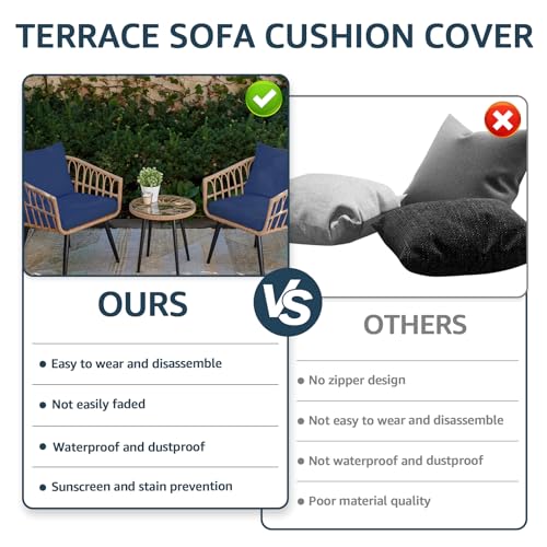 Navy Blue 23.6x23.6x3.9 Patio Cushion Covers K31042