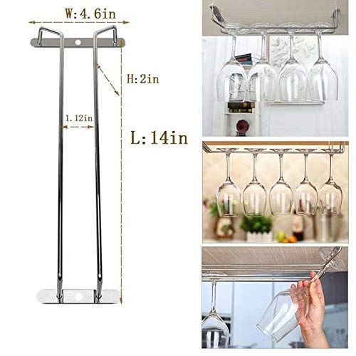 Black Stainless Steel Under Cabinet Wine Glass Rack Set of 4 C511