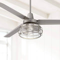 Industrial Ceiling Fan with Light Kit LED Remote Brushed Nickel P528