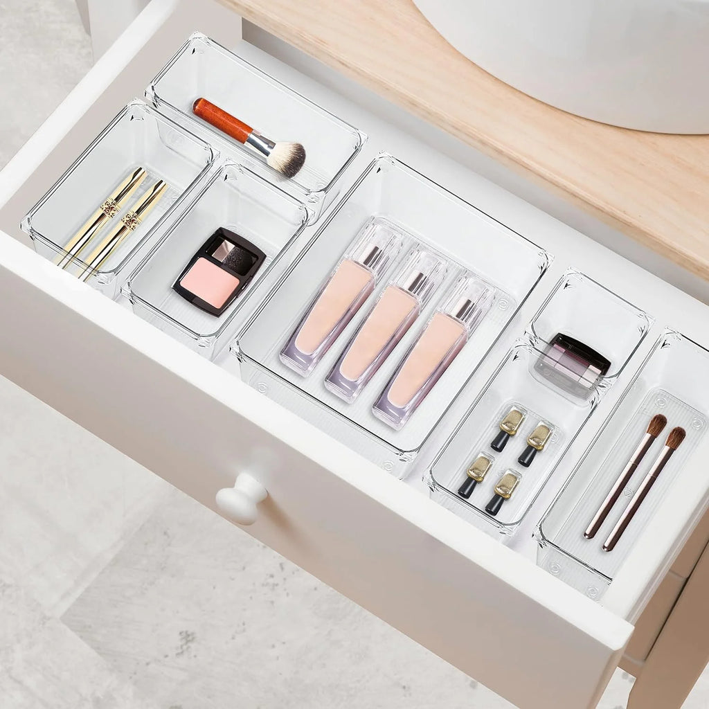 25 PCS Plastic Storage Bins with Non-Slip Pads Clear Drawer Organizer A76203