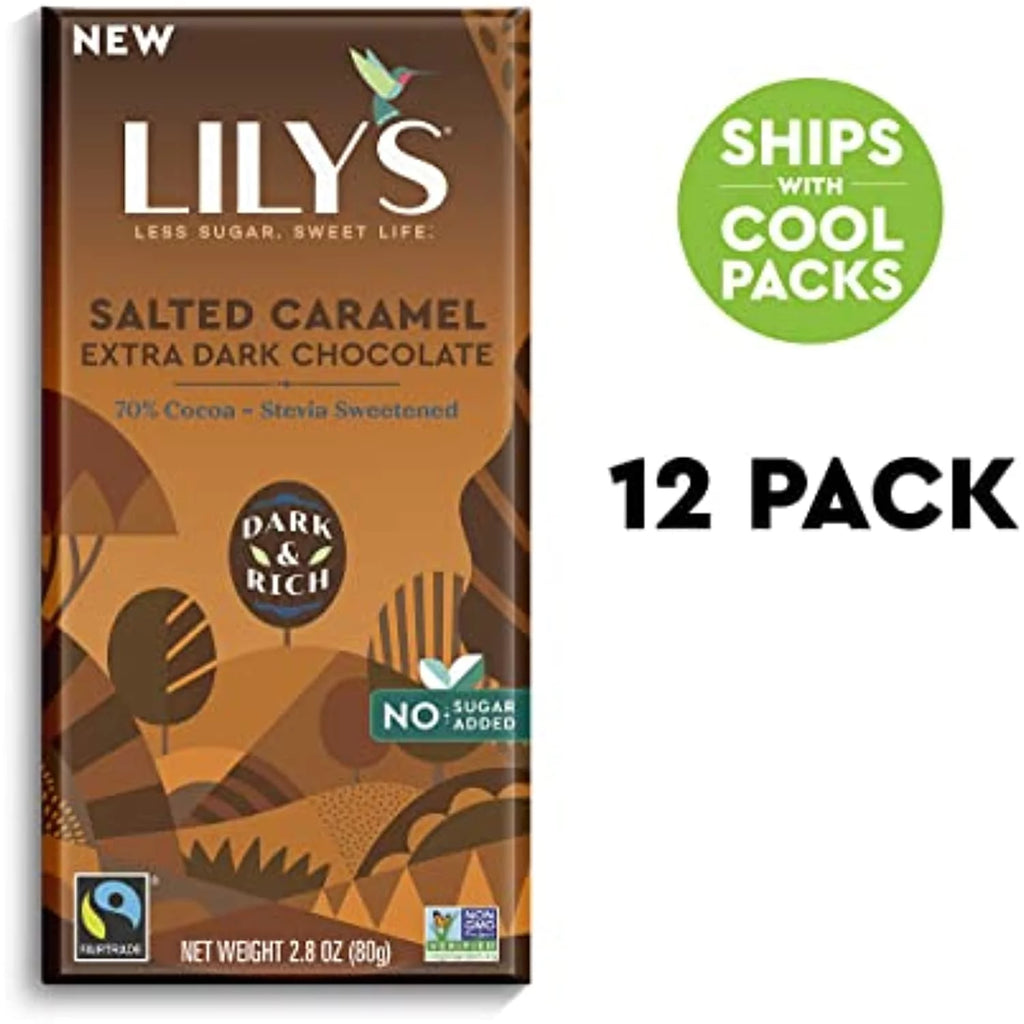Extra Dark Salted Caramel Chocolate Bar 70% Cocoa 2.8 ounce 12-Pack U451074