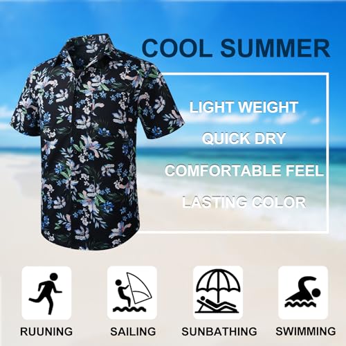 Men's Short Sleeve Floral Button Down Tropical Shirt K949
