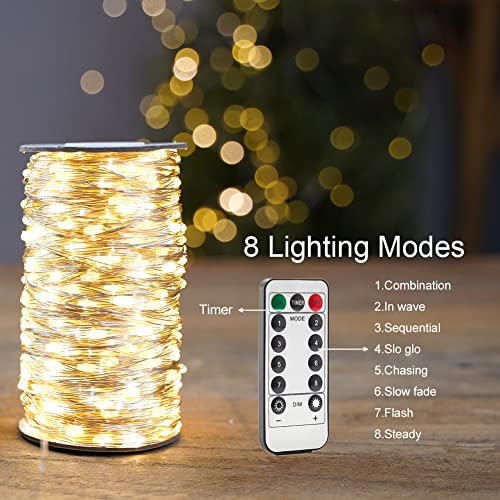 66FT Waterproof Warm White LED Fairy String Lights with Remote Control L626356