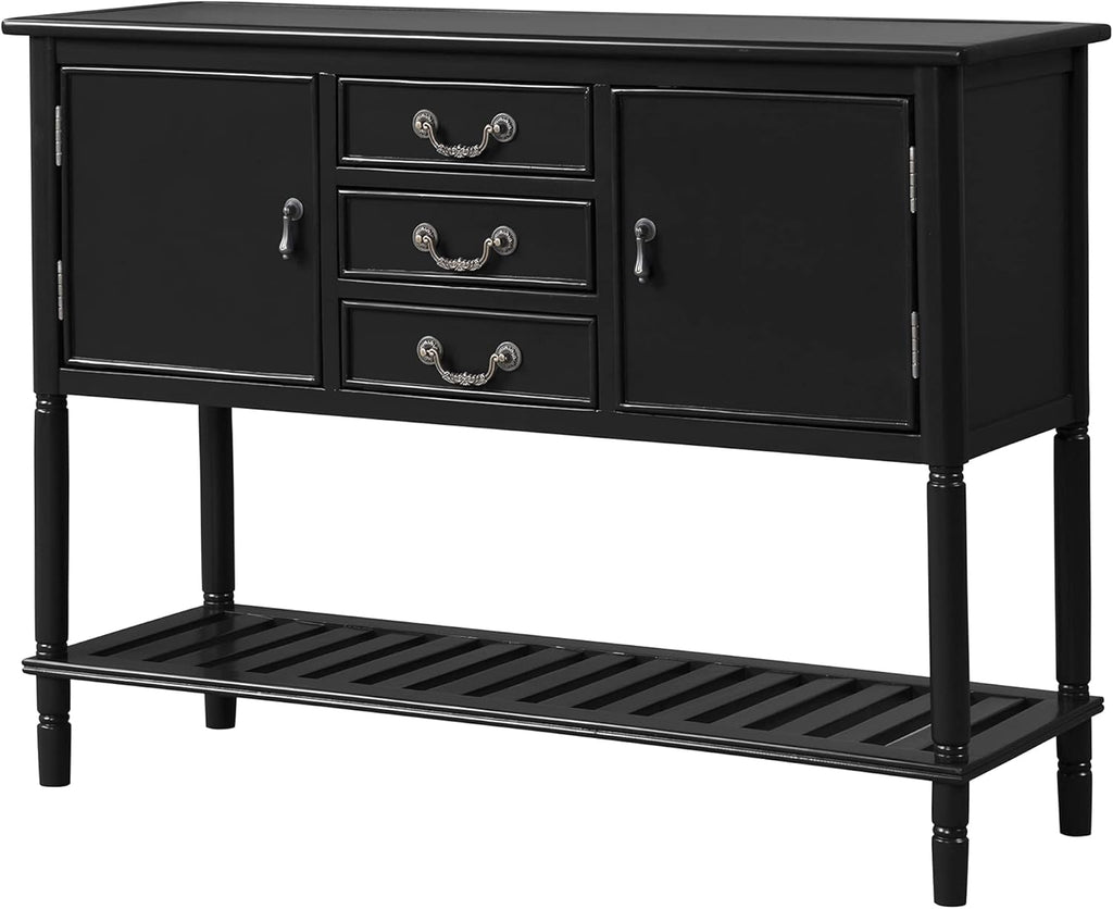 Solid Wood Console Table with 3 Drawers, 2 Cabinet and 1 Shelf C8919