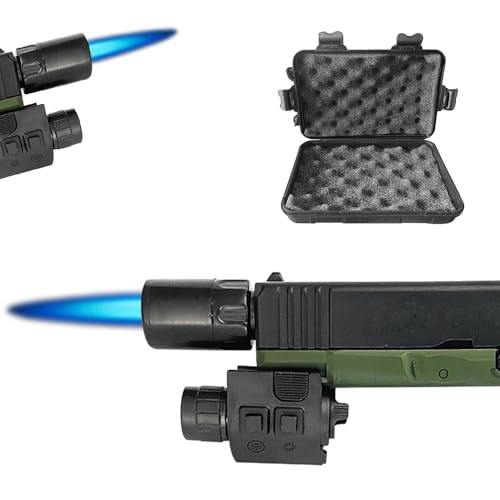 Black Green Windproof Butane Refillable Jet Flame Lighter A150081