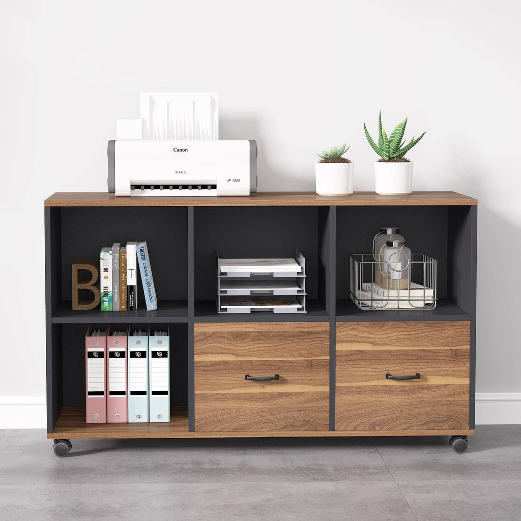 Brown 2 Drawer Letter Size Mobile File Cabinet E743