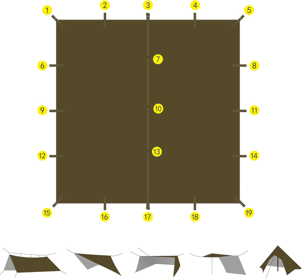 70D Nylon 10''X10'' Waterproof Camping Tarp A6964