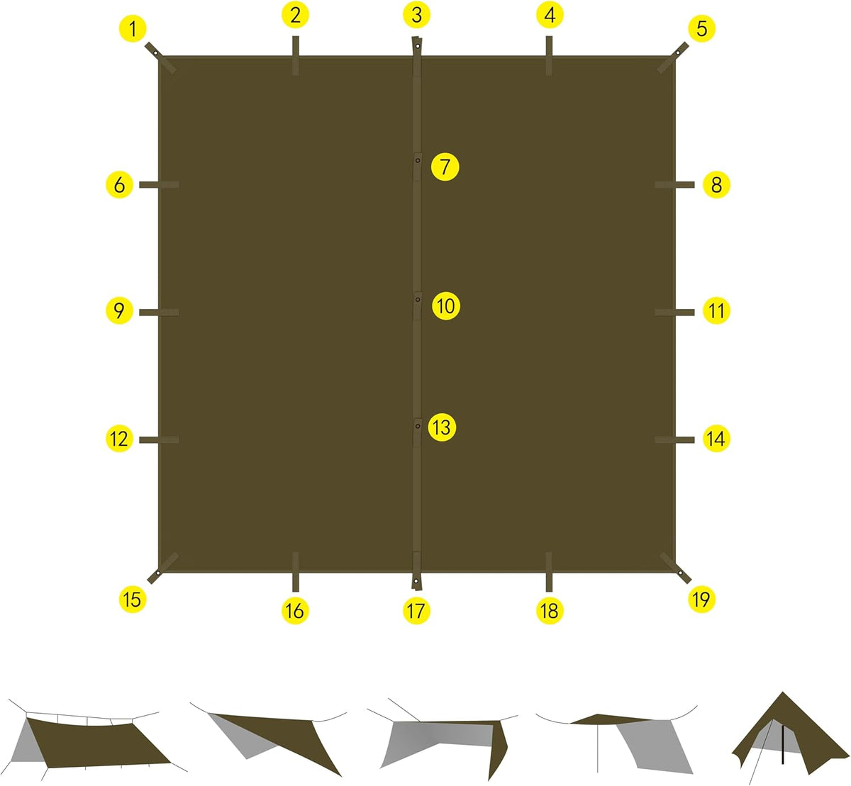 70D Nylon 10''X10'' Waterproof Camping Tarp A6964