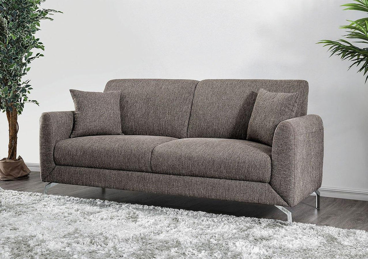 Brown Linen-like Fabric Living Room Set 3pcs D84517