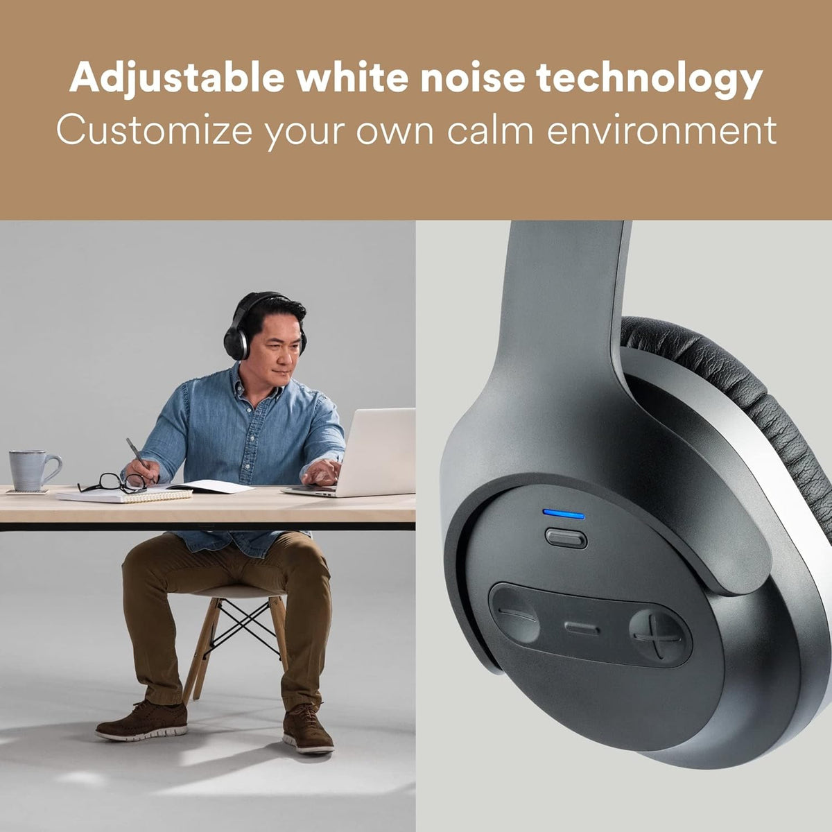 3M Quiet Space Headphones, Adjustable White Noise Technology, Great for Voice and Video Calls, Wireless, Bluetooth, 30 + Hours of Battery Life Y695