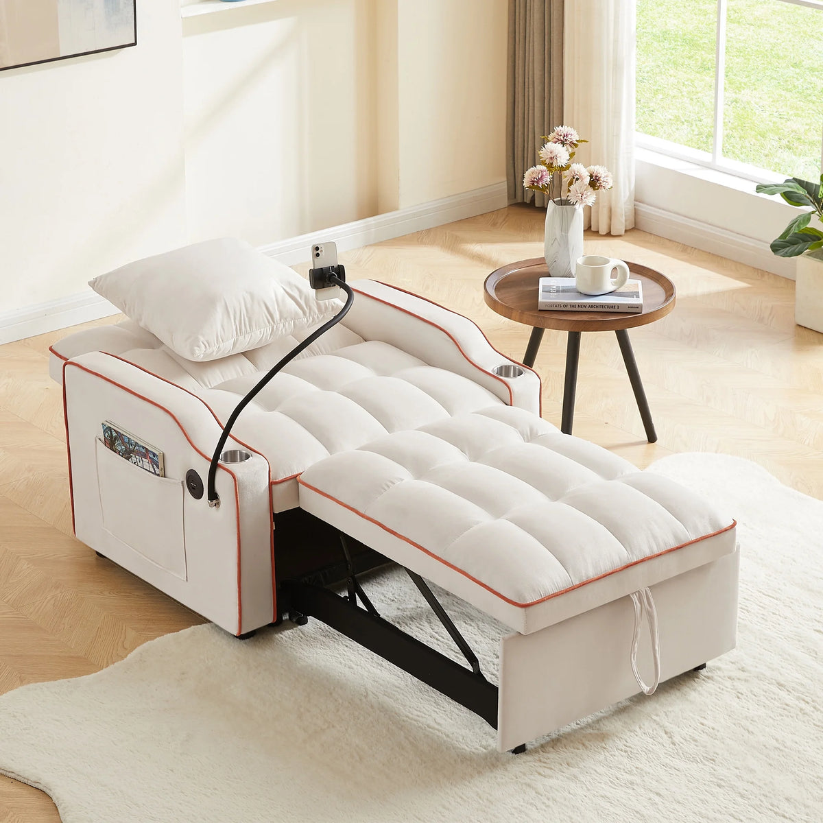 Beige Sleeper Chair Bed D9489