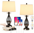 Table Lamp Set of 2, 3 Way Dimmable Touch with Dual USB Ports and AC Outlet R193412