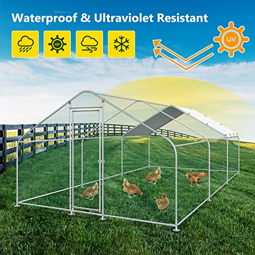 10x20FT Metal Chicken Run with Roof and Waterproof Cover M1110