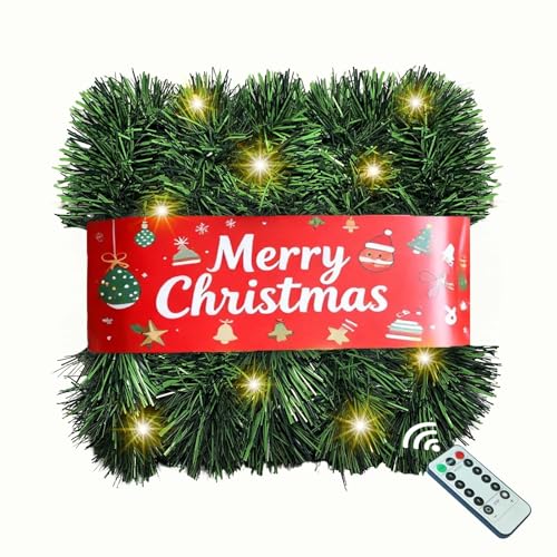 30 Feet 50 LED Battery Operated Pre-Lit Green Garland P83179