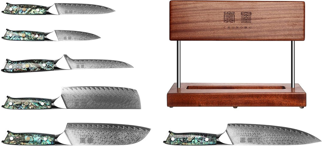 7 Piece VG10 Damascus Steel Kitchen Knife Set with Magnetic Knife Holder U98924