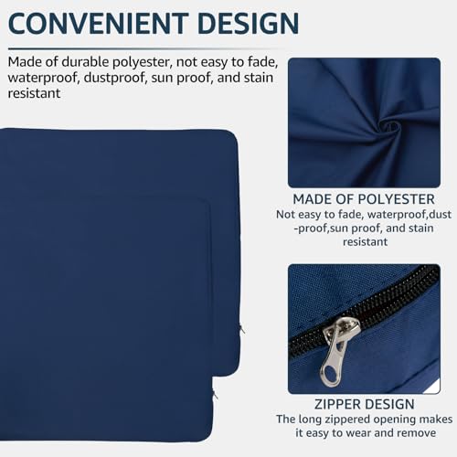 Navy Blue 23.6x23.6x3.9 Patio Cushion Covers K31042
