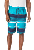 Navy Teal Stripe Big & Tall Printed Cargo Swim Trunks B7477