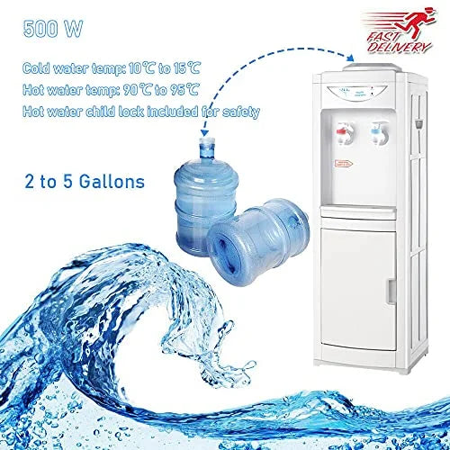 White 5 Gallon Top Loading Plastic Water Cooler Dispenser with Child Safety Lock K17013