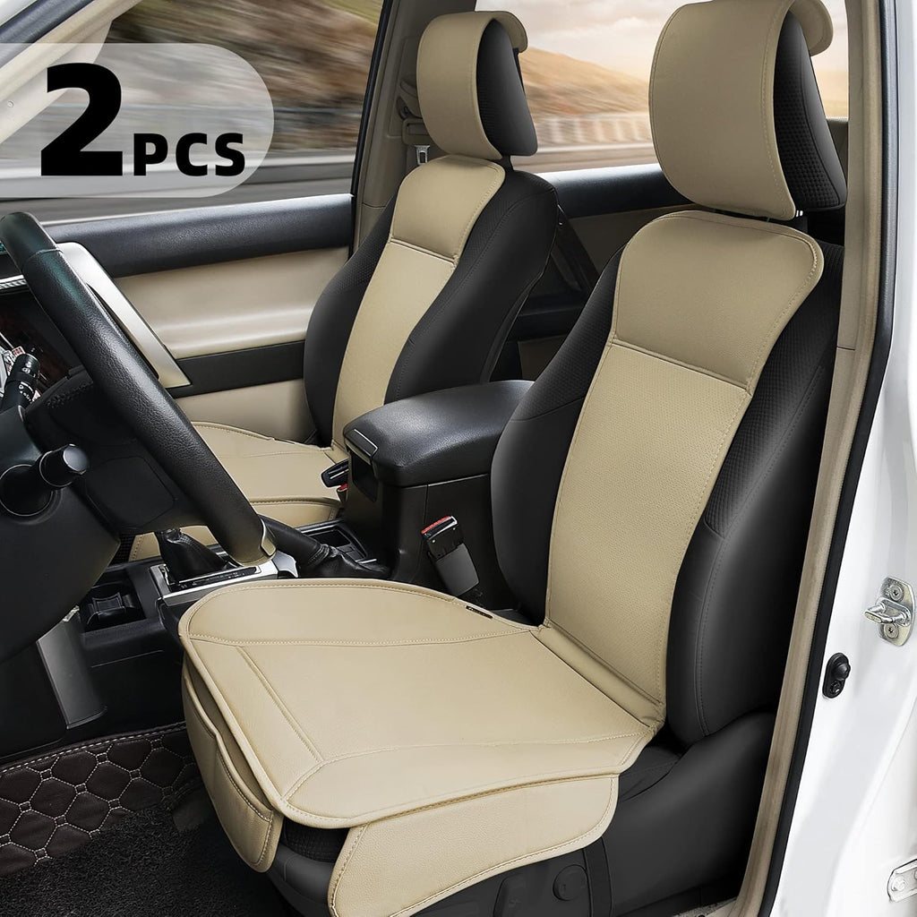 2PC Beige Faux Leather Car Seat Covers O906224