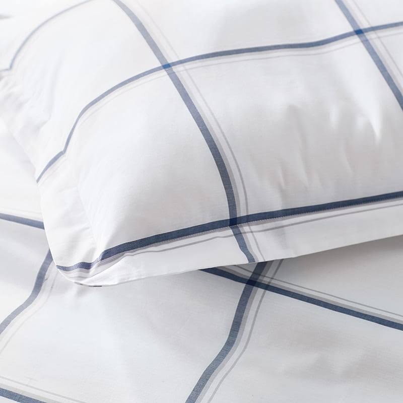 Navy Yarn-Dyed Cotton Percale Twin Duvet Cover E5712