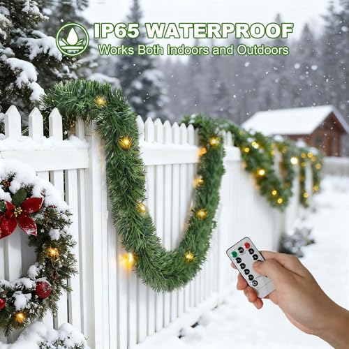 30 Feet 50 LED Battery Operated Pre-Lit Green Garland P83179