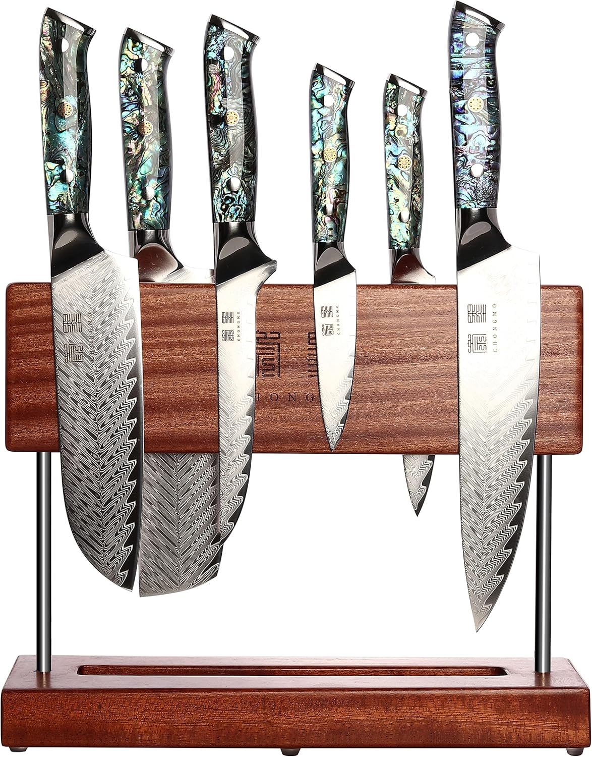 7 Piece VG10 Damascus Steel Kitchen Knife Set with Magnetic Knife Holder U98924