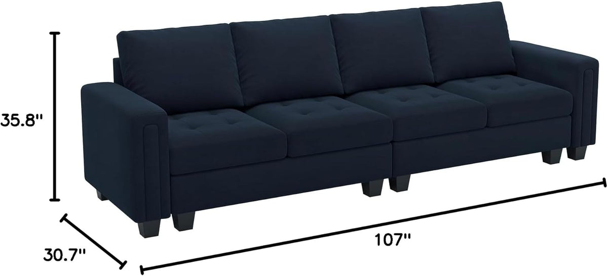 Blue Velvet Modular 4 Seat Sofa Couch Sectional W733452