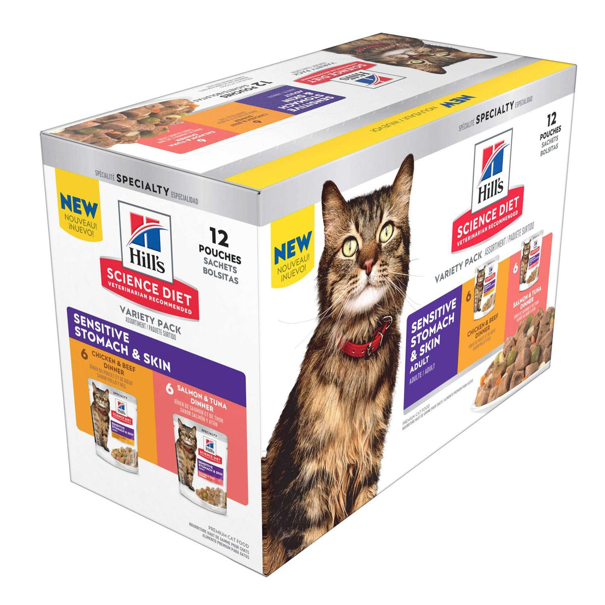 Adult Sensitive Stomach & Skin Wet Cat Food Pouch Variety Pack S627