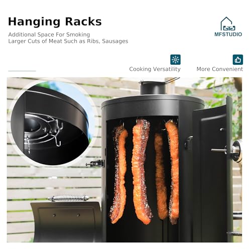 Black Charcoal Grill with Offset Smoker L23368