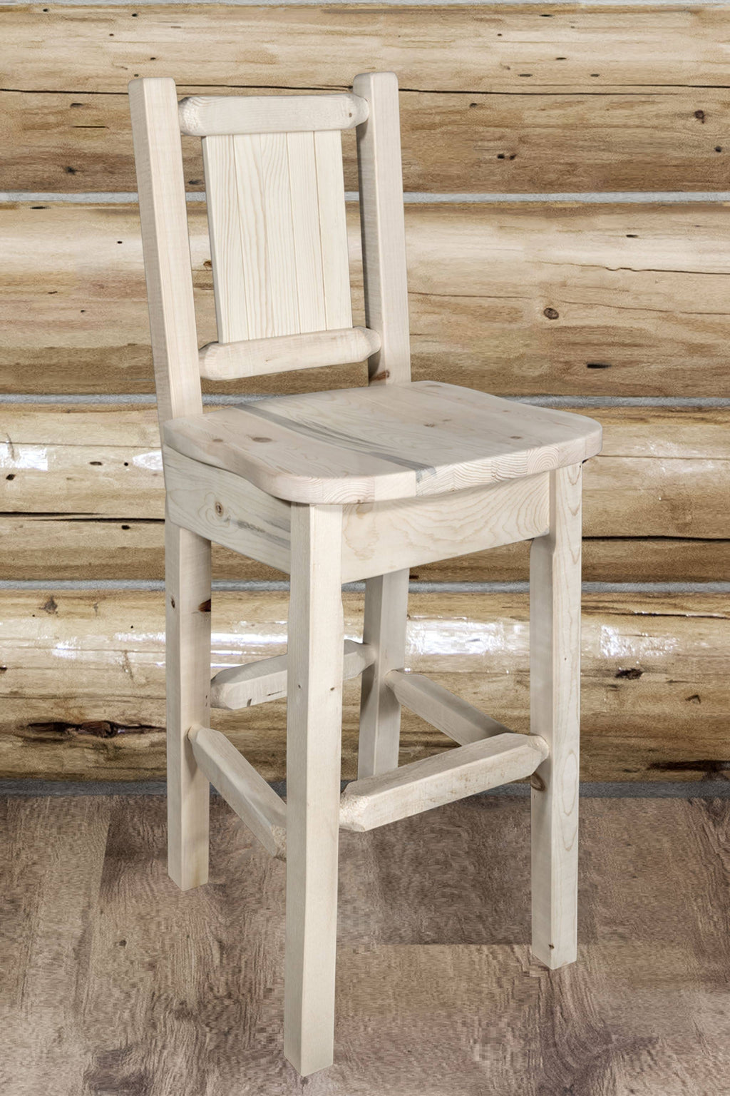 Counter Height Back Barstool with Bear Design Y851102