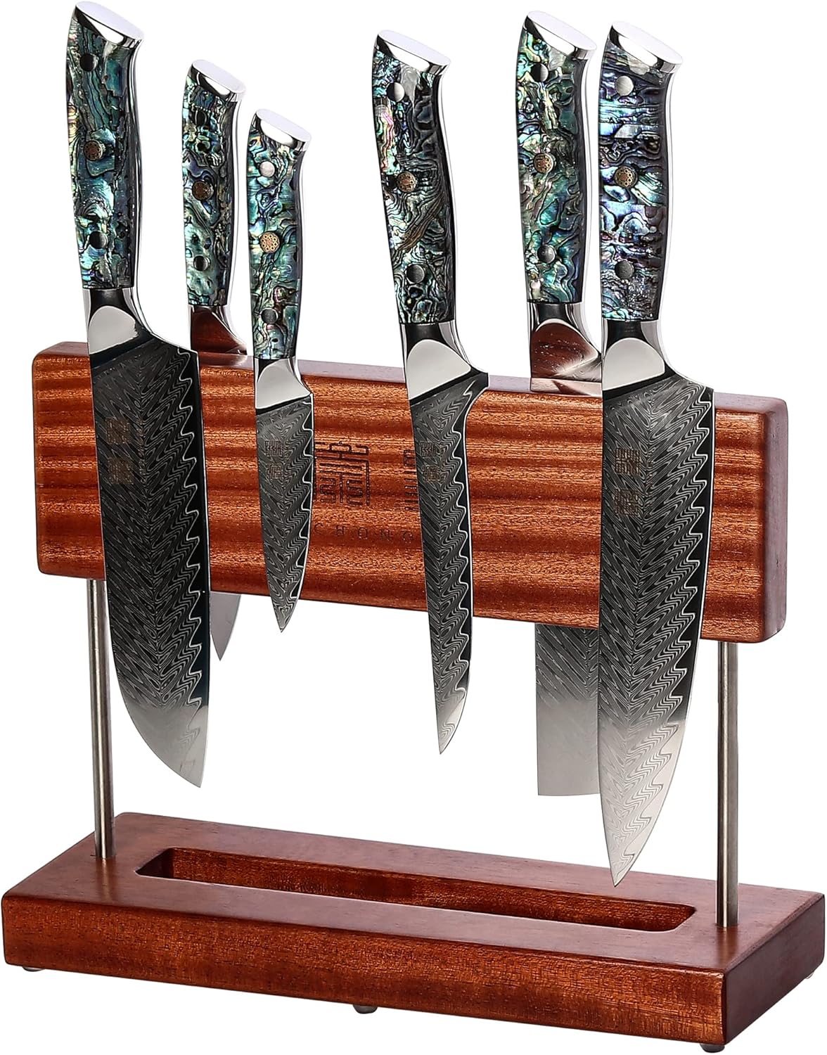 7 Piece VG10 Damascus Steel Kitchen Knife Set with Magnetic Knife Holder U98924