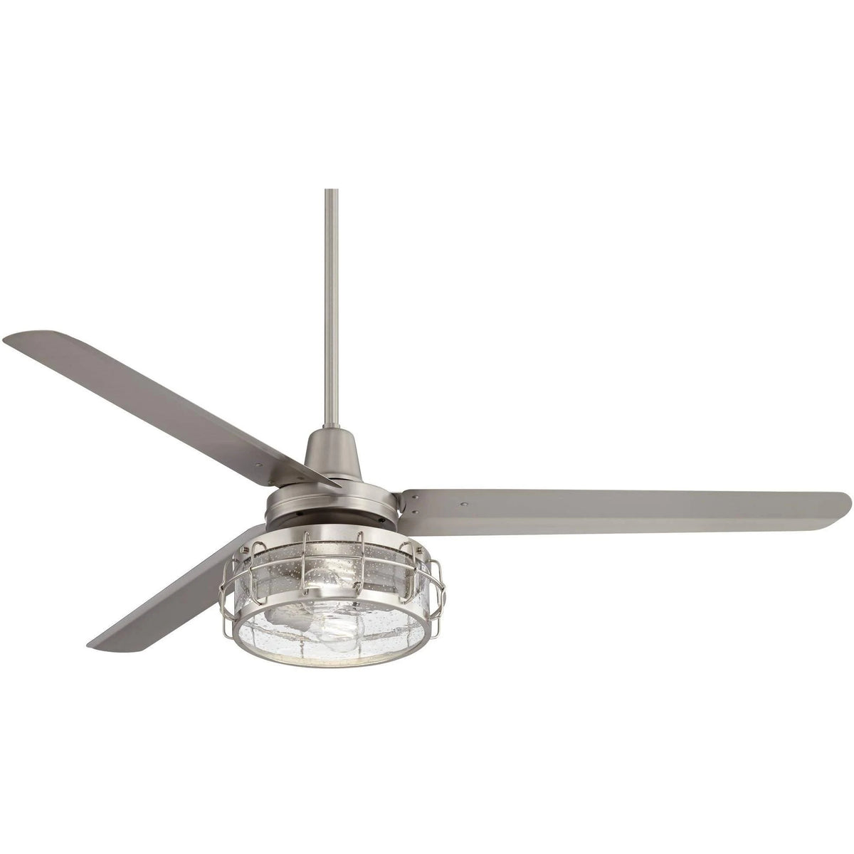 Industrial Ceiling Fan with Light Kit LED Remote Brushed Nickel P528