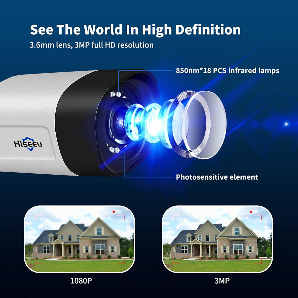 2K Outdoor Security Camera Bullet, 3MP IP66 Waterproof X423