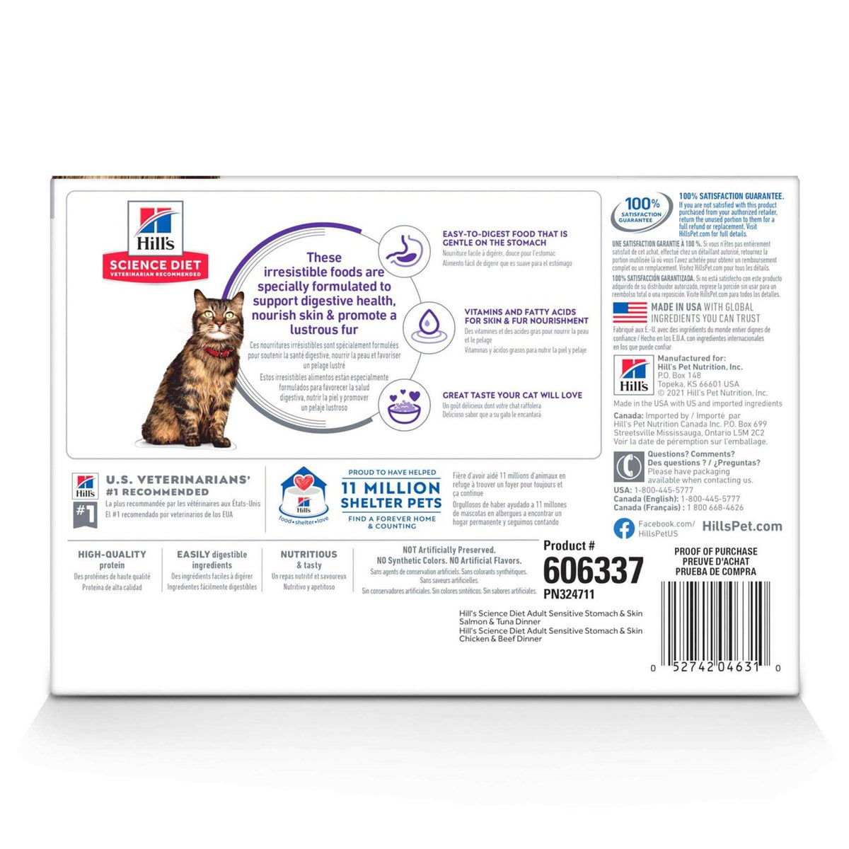 Adult Sensitive Stomach & Skin Wet Cat Food Pouch Variety Pack S627