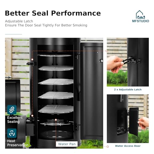 Black Charcoal Grill with Offset Smoker L23368