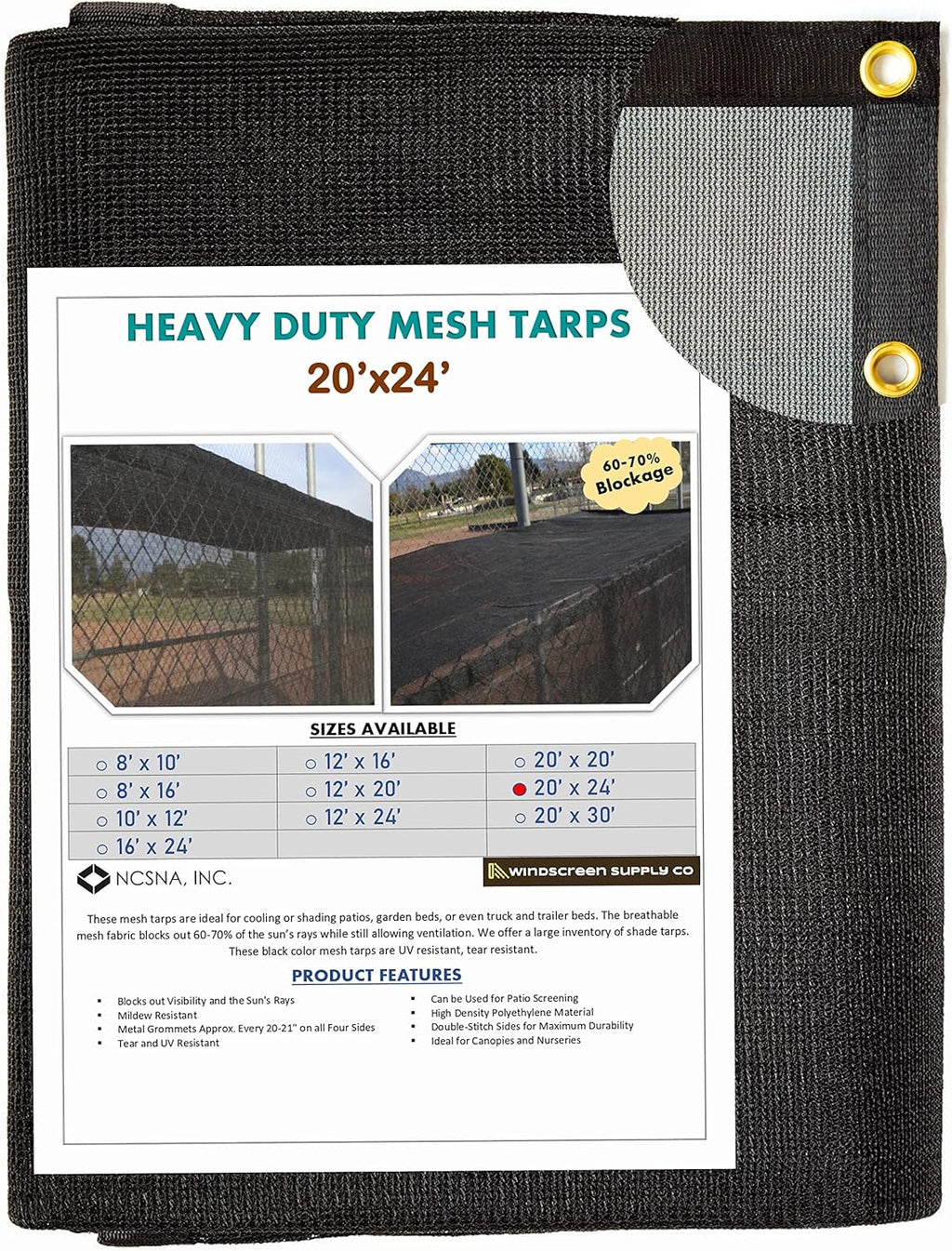 10 FT X 12 FT Heavy Duty Black Knitted Mesh Tarp with Grommets Z456048