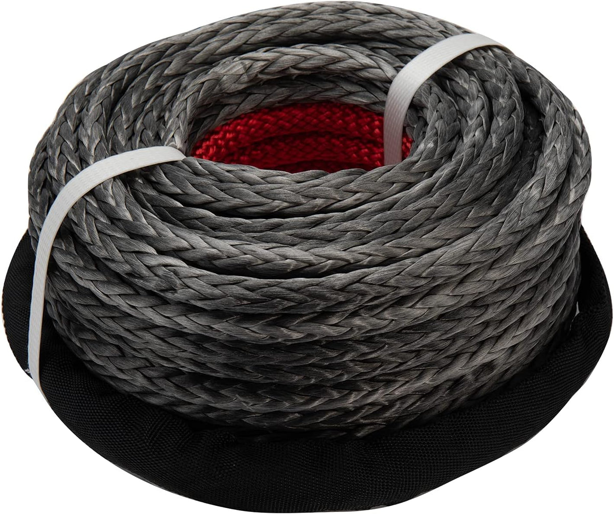 3/8 x 100 ft Synthetic Winch Rope with Hook and Protective Sleeve T411