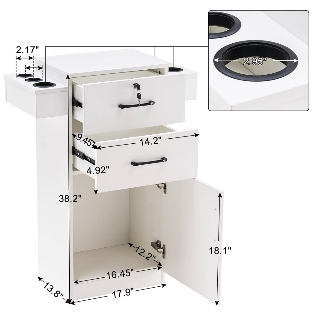 Locking Beauty Salon Storage Cart with Drawer Black Q4651
