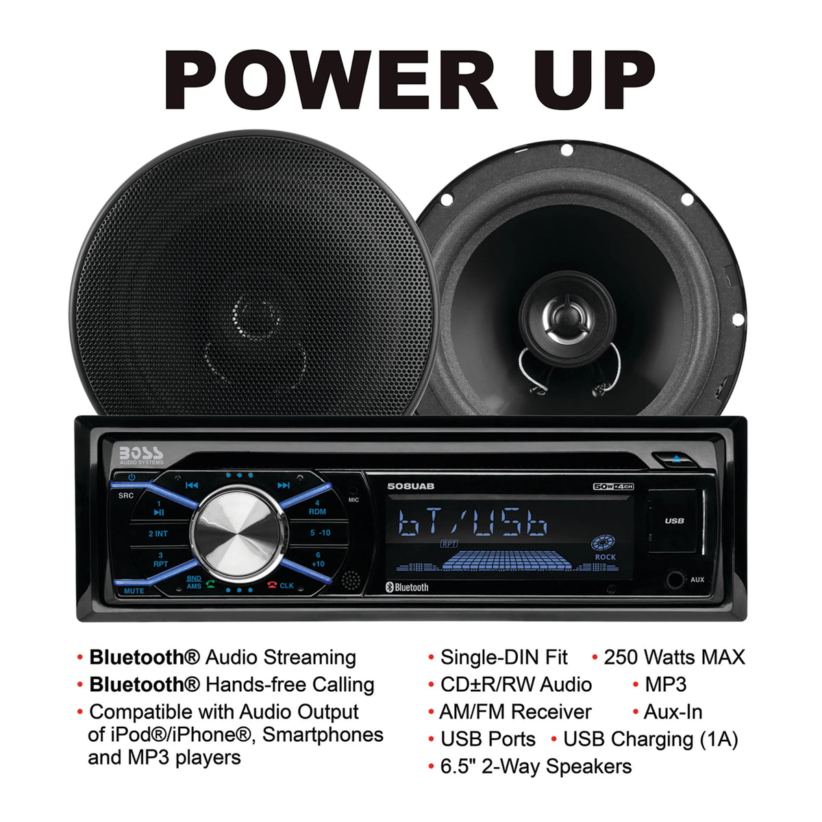 Single Din Car Stereo and Speakers S666