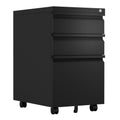 3 Drawer Black Mobile File Cabinet with Lock Q21014