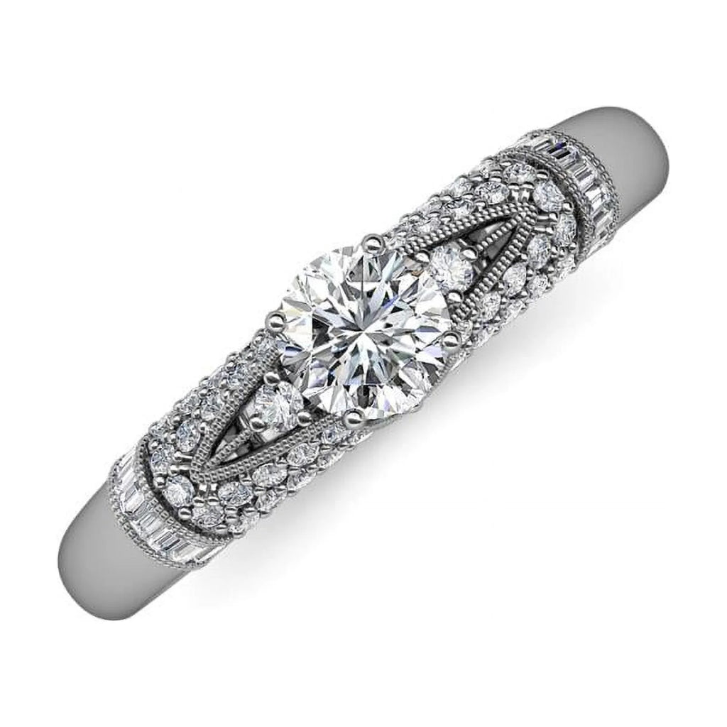 14K White Gold Moissanite Engagement Ring Z235