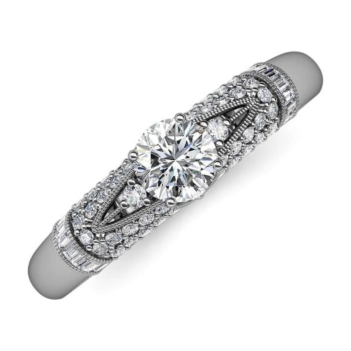 14K White Gold Moissanite Engagement Ring Z235