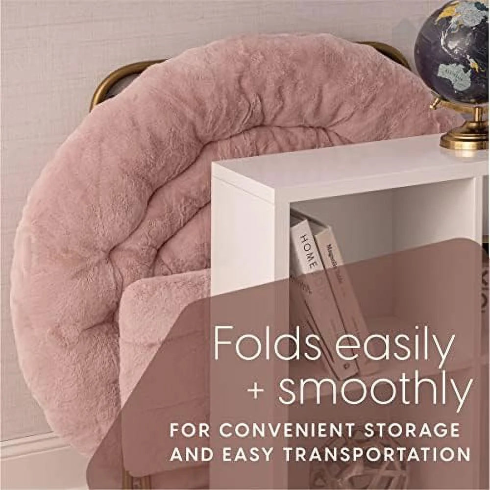 Pink Faux Fur Saucer Chair with Ottoman C499