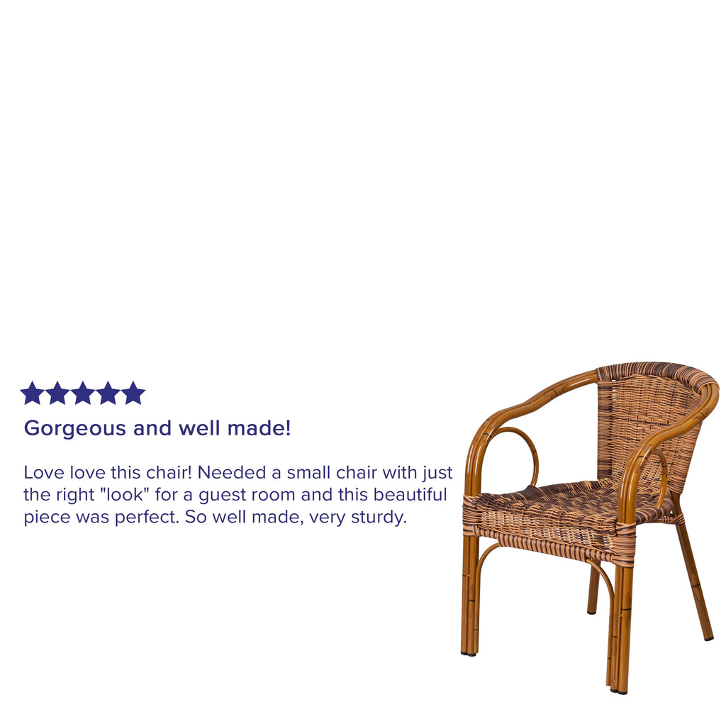 Brown Rattan Patio Chair with Dark Red Frame F631