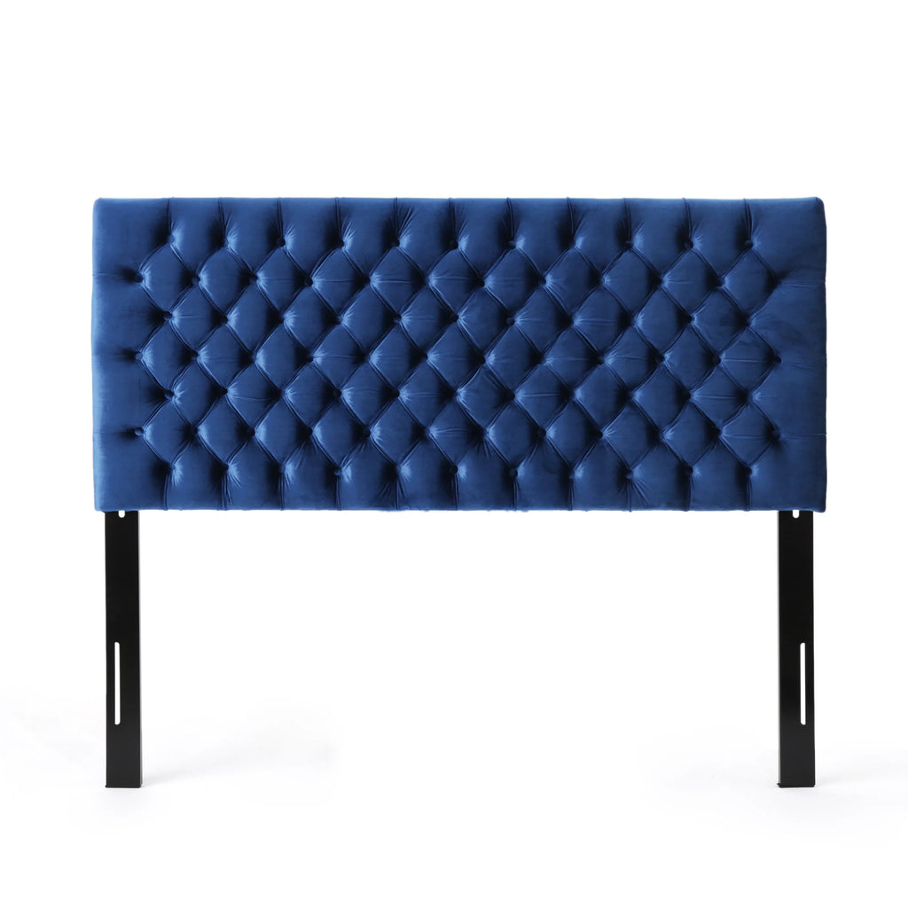 Navy Blue Velvet Queen Full Headboard F214587