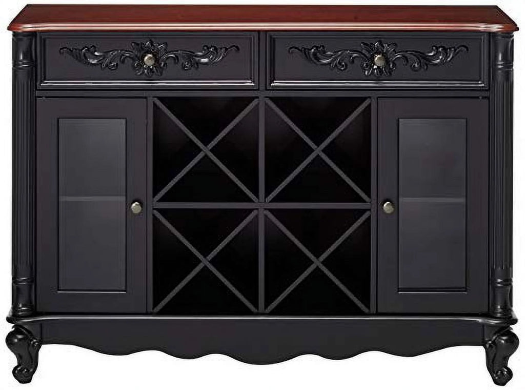 Black Walnut Buffet Server Wine Cabinet Console Table L489797