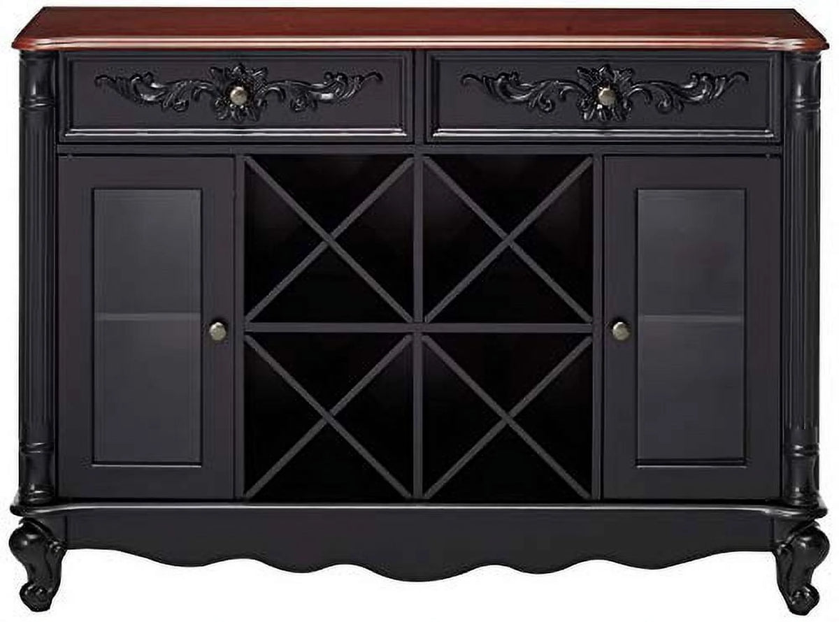 Black Walnut Buffet Server Wine Cabinet Console Table L489797