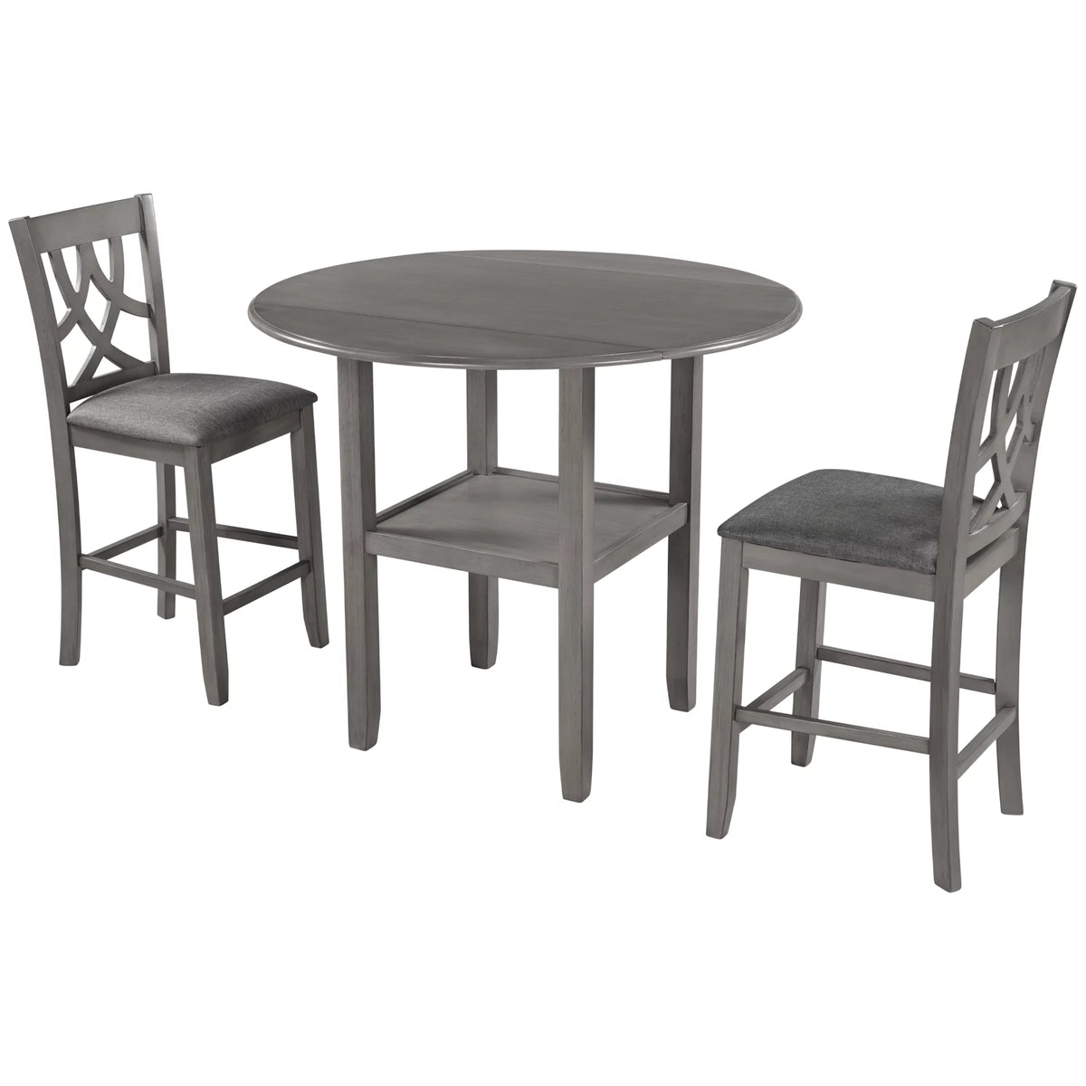 3 Piece Wooden Drop Leaf Dining Table Set with Storage A72512