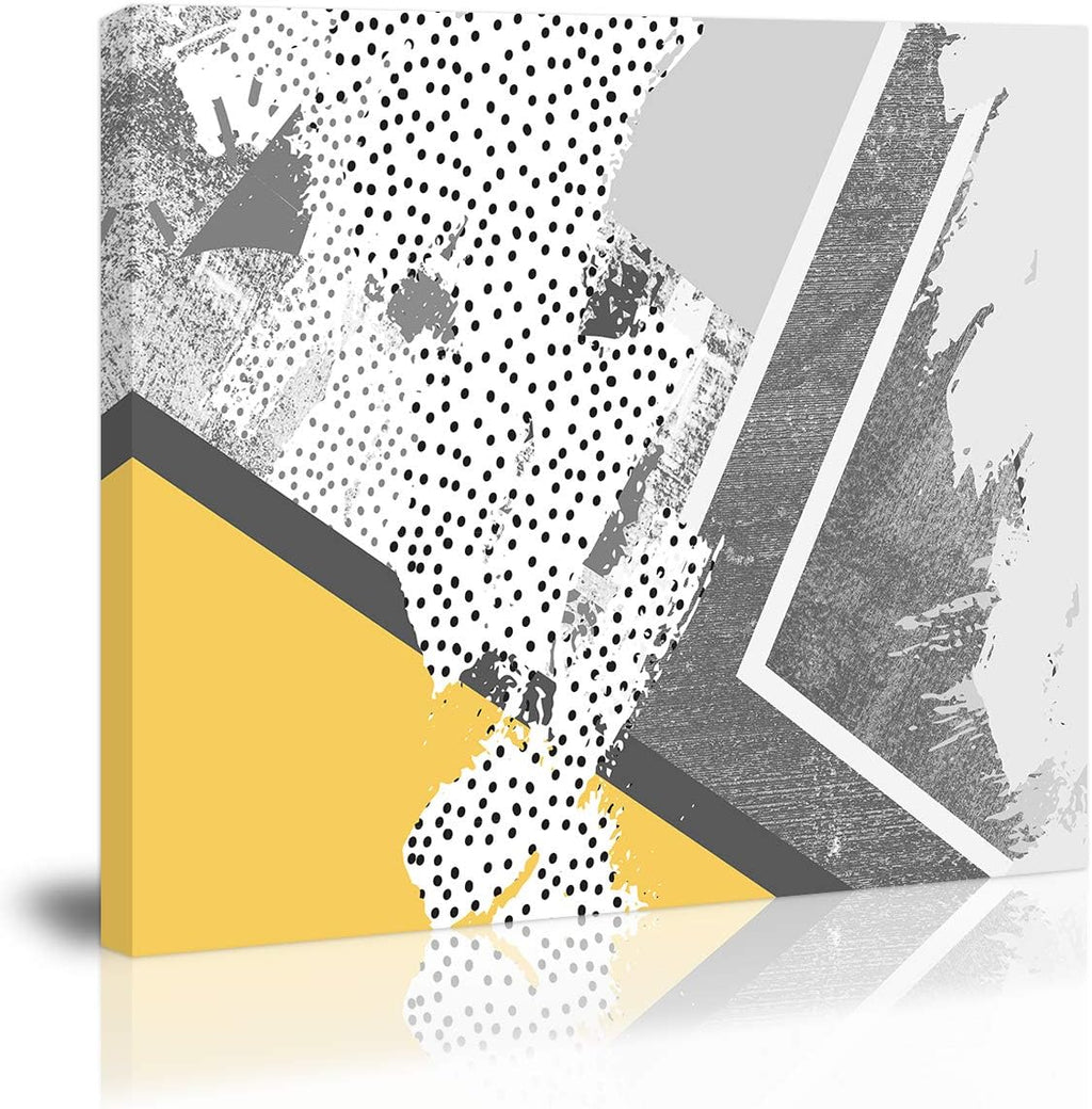 Yellow Gray Abstract Canvas Wall Art Painting W577482